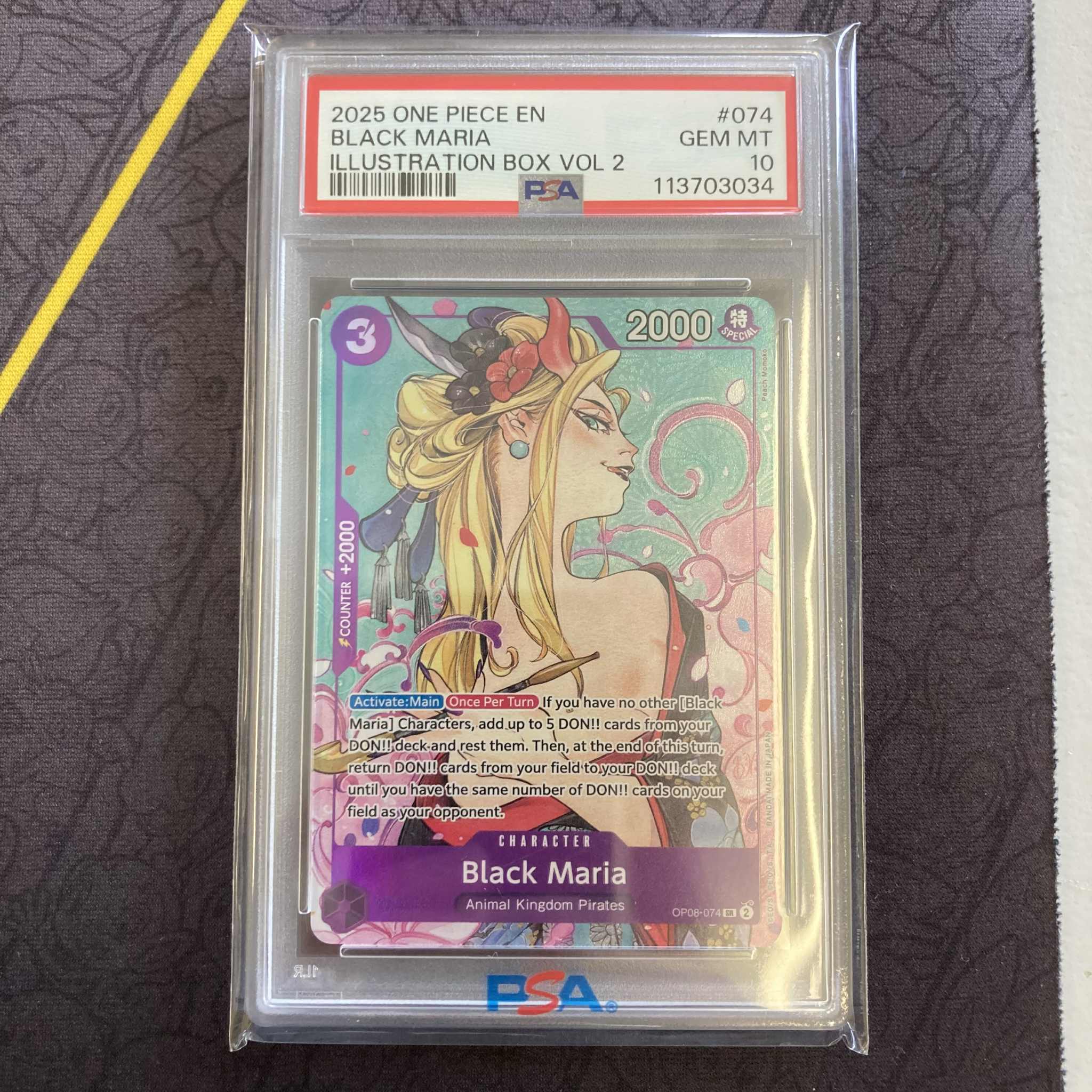 Black Maria (Illustration Box Vol.2) [One Piece Promotion Cards] PSA 10 (113703034) Graded Card