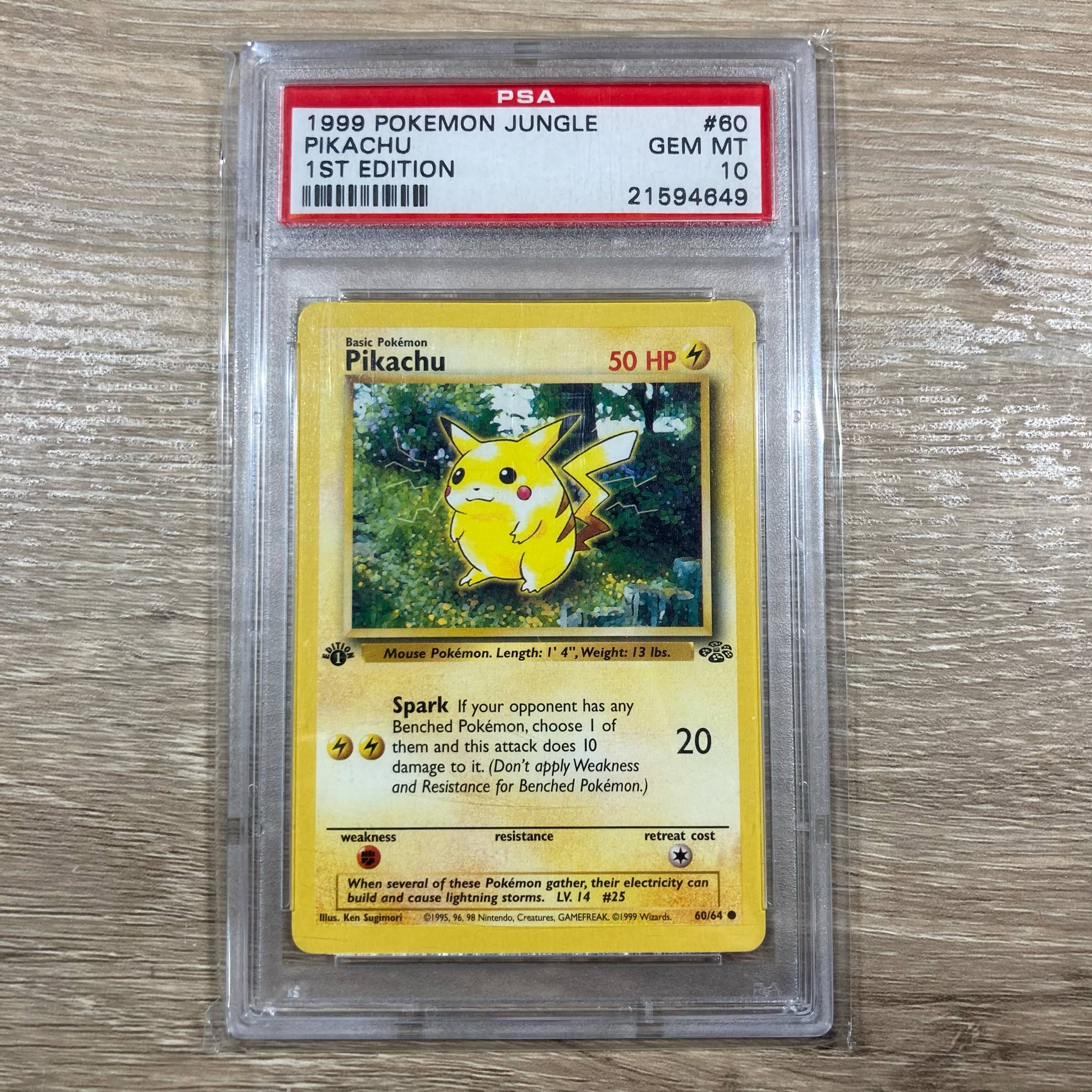 Pikachu (60/64) [Jungle 1st Edition] PSA 10 (21594649) Graded Card
