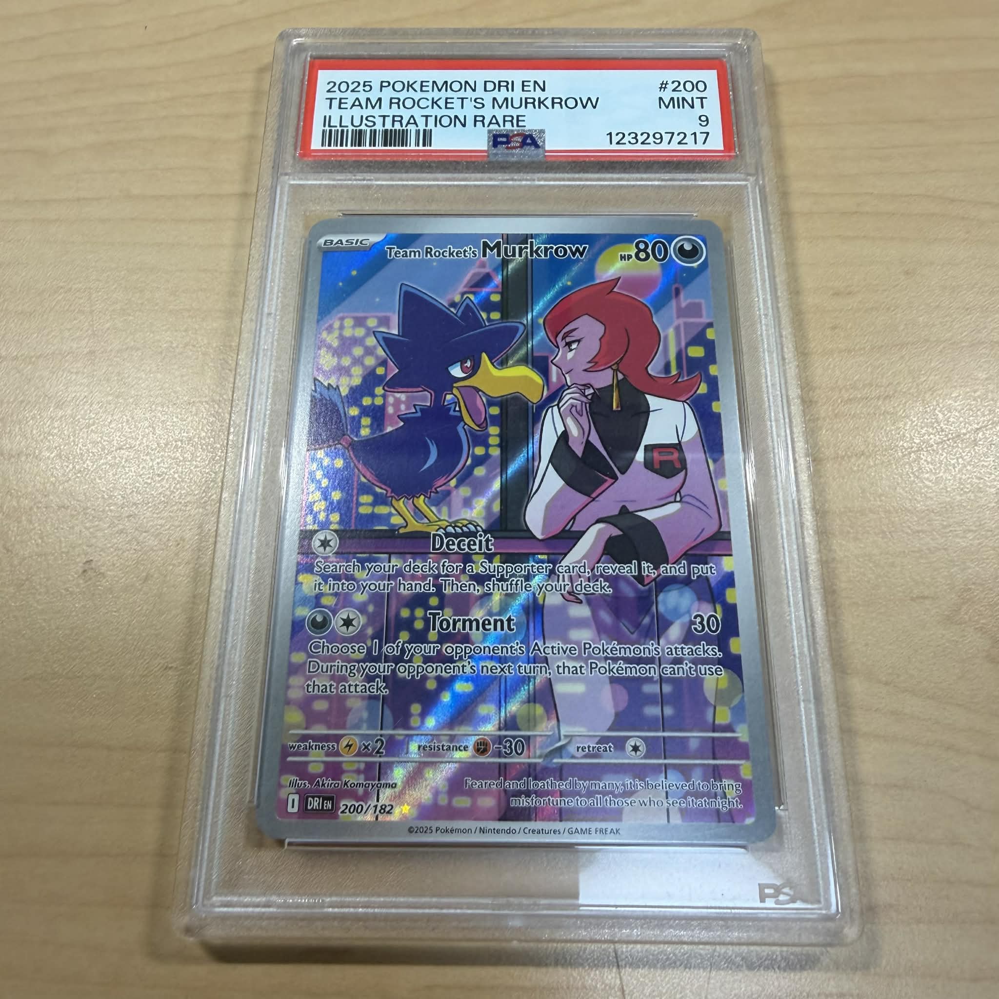 Team Rocket's Murkrow (200/182) [Scarlet & Violet: Destined Rivals] PSA 9 (123297217) Graded Card