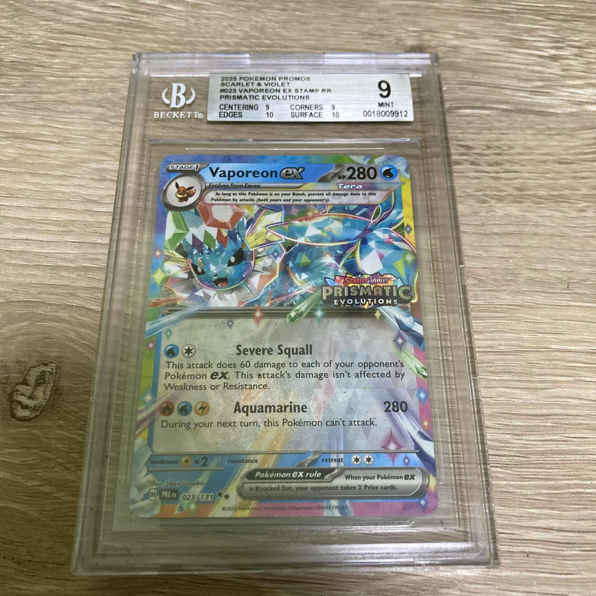 Vaporeon ex (023/131) (Prismatic Evolutions Stamp) [Scarlet & Violet: Prismatic Evolutions] BGS 9 (0018009912) Graded Card